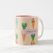 Gepersonaliseerde Schattigee Kawaii Pastel Wortel  Tweekleurige Koffiemok (Voorkant rechts)