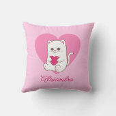 Gepersonaliseerde Schattigee Kawaii Roze Hart Kat  Kussen (Achterkant)
