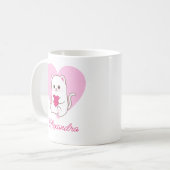 Gepersonaliseerde Schattigee Kawaii Roze Hart Katt Koffiemok (Voorkant links)