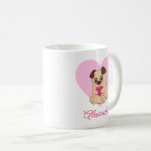 Gepersonaliseerde Schattigee Kawaii Roze Hart Pug Koffiemok (Voorkant rechts)