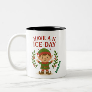 Gepersonaliseerde Schattigee Kerst Elf Mok
