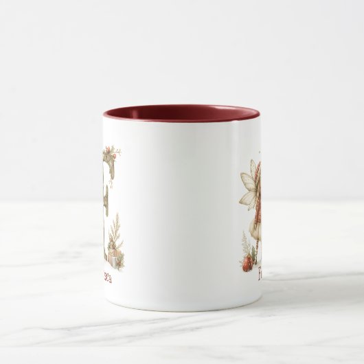 Gepersonaliseerde Schattigee kerst fee Initiaal Ke Mok (Midden)