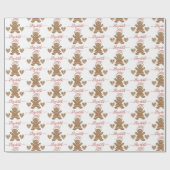 Gepersonaliseerde Schattigee Kerst Gingerbread Mei Cadeaupapier (Vlak)