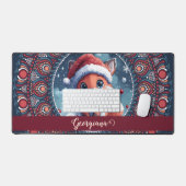 Gepersonaliseerde Schattigee Kerst Kawaii Fox Dot  Bureaumat (Keyboard & Muis)