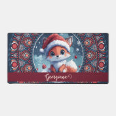 Gepersonaliseerde Schattigee Kerst Kawaii Fox Dot Bureaumat (Voorkant)