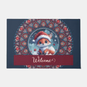 Gepersonaliseerde Schattigee Kerst Kawaii Fox Dot  Deurmat (Voorkant)