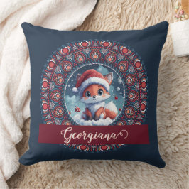 Gepersonaliseerde Schattigee Kerst Kawaii Fox Dot  Kussen