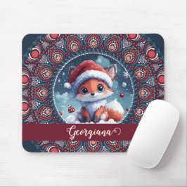 Gepersonaliseerde Schattigee Kerst Kawaii Fox Dot  Muismat