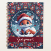 Gepersonaliseerde Schattigee Kerst Kawaii Fox Dot  Planner (Voorkant)