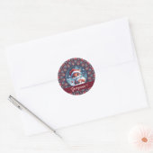 Gepersonaliseerde Schattigee Kerst Kawaii Fox Dot  Ronde Sticker (Envelop)