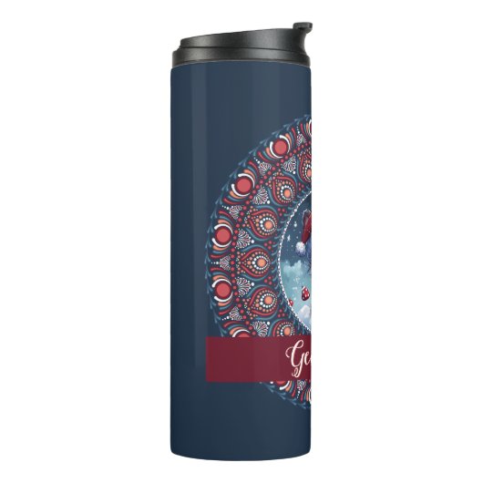 Gepersonaliseerde Schattigee Kerst Kawaii Fox Dot  Thermosbeker (Gedraaid links)