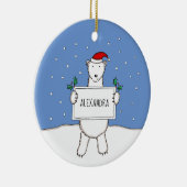 Gepersonaliseerde Schattigee kerst Polar Beer Tree Keramisch Ornament (Rechts)