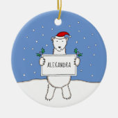 Gepersonaliseerde Schattigee kerst Polar Beer Tree Keramisch Ornament (Voorkant)