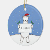 Gepersonaliseerde Schattigee kerst Polar Beer Tree Keramisch Ornament (Links)