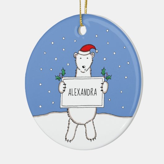 Gepersonaliseerde Schattigee kerst Polar Beer Tree Keramisch Ornament (Links)