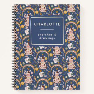 Gepersonaliseerde Schattigee Kerst Yoga Koe grilli Notitieboek