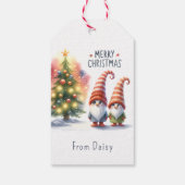 Gepersonaliseerde Schattigee Kerstboom & Gnome Par Cadeaulabel (Achterkant)