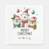 Gepersonaliseerde Schattigee Kerstfeest Woodland A Servet (Voorkant)