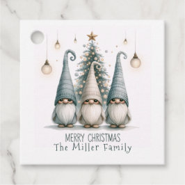 Gepersonaliseerde Schattigee Kerstgnoom Familievak Bedankjes Labels