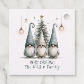 Gepersonaliseerde Schattigee Kerstgnoom Familievak Bedankjes Labels (Achterkant)