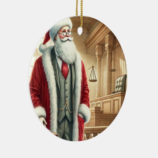 Gepersonaliseerde Schattigee Kerstman als advocaat Keramisch Ornament (Rechts)