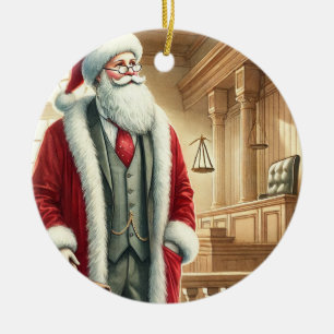 Gepersonaliseerde Schattigee Kerstman als advocaat Keramisch Ornament