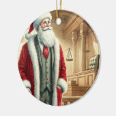 Gepersonaliseerde Schattigee Kerstman als advocaat Keramisch Ornament (Links)