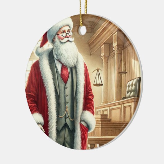Gepersonaliseerde Schattigee Kerstman als advocaat Keramisch Ornament (Links)