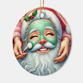 Gepersonaliseerde Schattigee Kerstman krijgt een g Keramisch Ornament (Links)