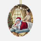 Gepersonaliseerde Schattigee Kerstman krijgt een m Keramisch Ornament (Rechts)