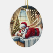 Gepersonaliseerde Schattigee Kerstman krijgt een m Keramisch Ornament (Rechts)