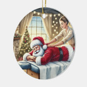 Gepersonaliseerde Schattigee Kerstman krijgt een m Keramisch Ornament (Links)