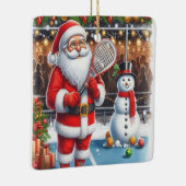 Gepersonaliseerde Schattigee Kerstman spelen Pickl Keramisch Ornament (Rechts)