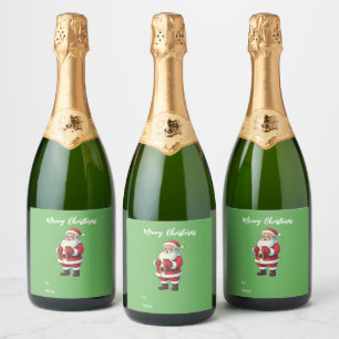 Gepersonaliseerde Schattigee Kerstman Vrolijk Kers Sparkling Wijnetiket