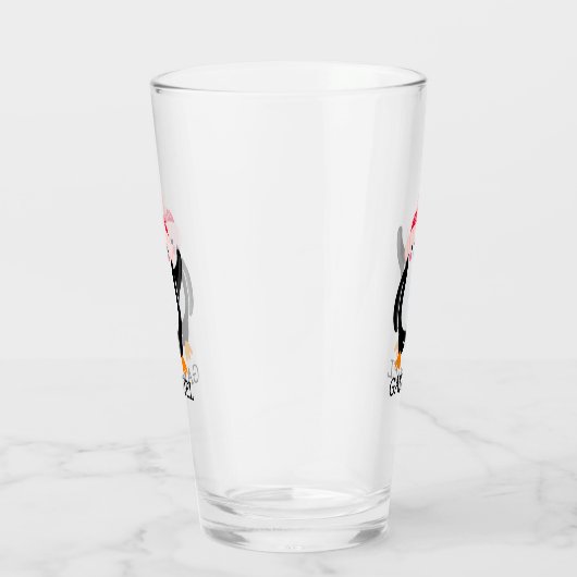 Gepersonaliseerde Schattigee kerstpinguïn in rood  Glas (Rechts)