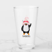 Gepersonaliseerde Schattigee kerstpinguïn in rood  Glas (Voorkant)