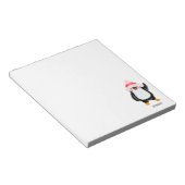 Gepersonaliseerde Schattigee kerstpinguïn in rood Notitieblok (Schuin)
