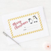 Gepersonaliseerde Schattigee kerstpinguïns Rechthoekige Sticker (Envelop)