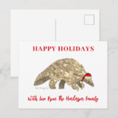 Gepersonaliseerde Schattigee Kerstschubdier Feestdagenkaart (Voorkant / Achterkant)