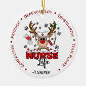 Gepersonaliseerde Schattigee Kerstverpleegster Keramisch Ornament (Voorkant)