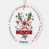 Gepersonaliseerde Schattigee Kerstverpleegster Keramisch Ornament (Links)