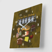 Gepersonaliseerde Schattigee keuken Bakken Cooking Vierkante Klok (Hoek)