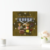 Gepersonaliseerde Schattigee keuken Bakken Cooking Vierkante Klok (Huis)