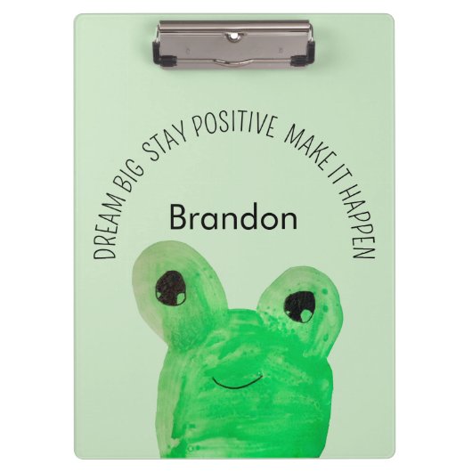 Gepersonaliseerde Schattigee kikker inspirerend qu Klembord (Voorkant)