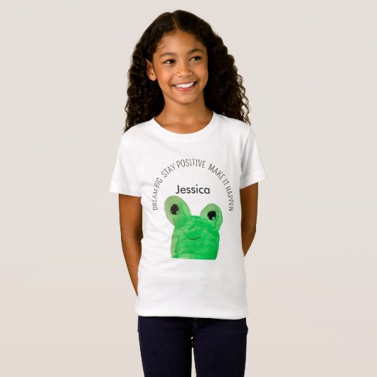 Gepersonaliseerde Schattigee kikker inspirerend qu T-shirt (Voorkant volledig)