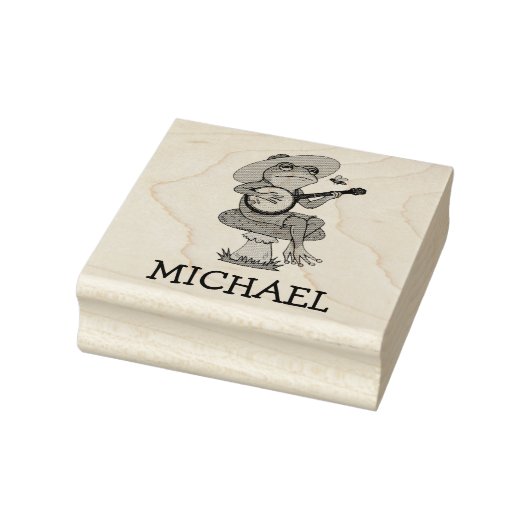 Gepersonaliseerde Schattigee kikker spelen banjo o Rubberstempel (Stempel)
