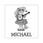 Gepersonaliseerde Schattigee kikker spelen banjo o Rubberstempel (Afrduk)