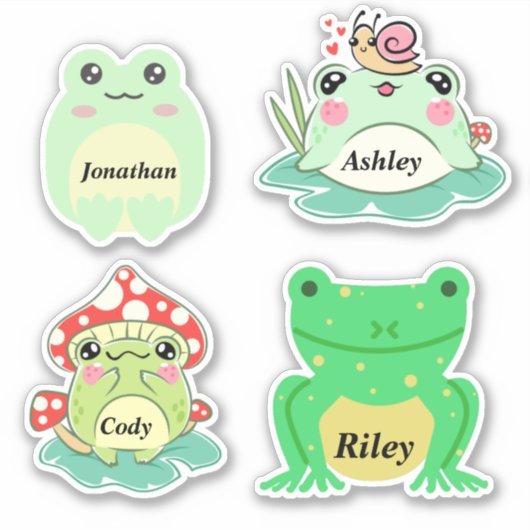 Gepersonaliseerde Schattigee kikker Stickers (Voorkant)