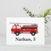 Gepersonaliseerde Schattigee Kinder Rode Brandweer Kaart (Staand voorkant)