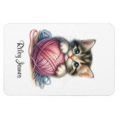 Gepersonaliseerde Schattigee Kitten met Ball of Ya Magneet (Horizontaal)